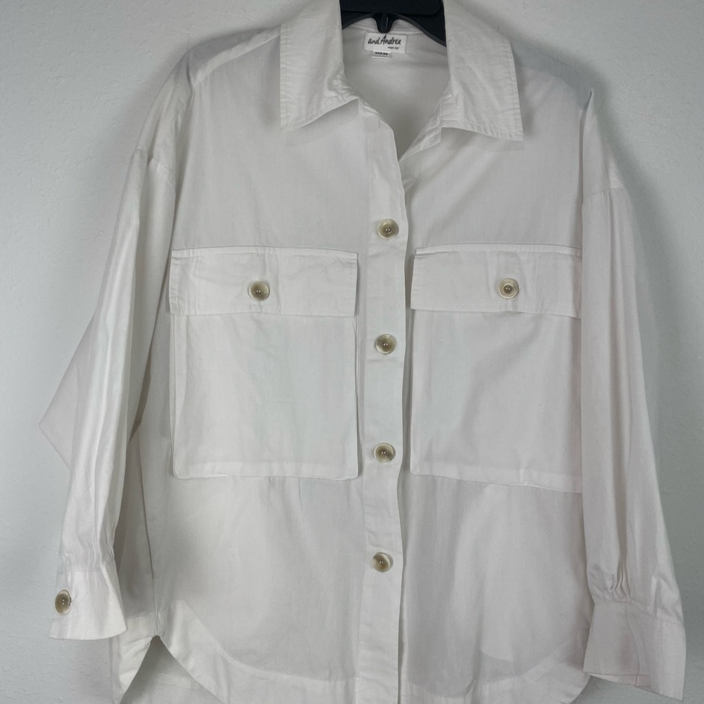 White Button-Up Shirt 100% Cotton - Picture 2 of 6